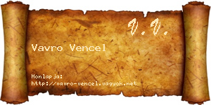 Vavro Vencel névjegykártya